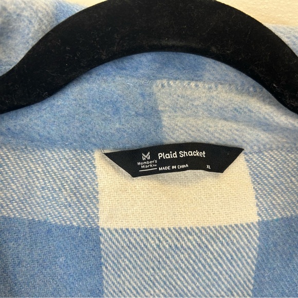 Members Mark Women's Blue and White Checkered Utility Shacket XL Soft Cozy - Picture 8 of 12
